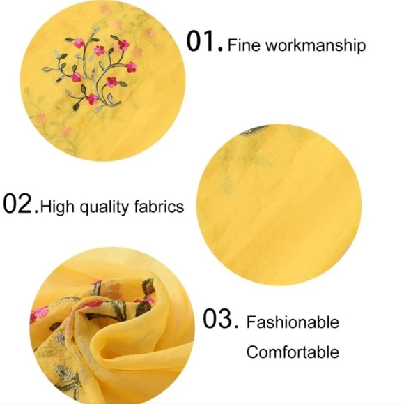 Chinese Embroidery Chiffon Scarf - Picture 4 of 6
